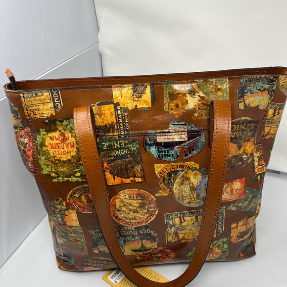 Patricia Nash Vintage Travel Viana Print Brown Tote Bag - Picture 2 of 6